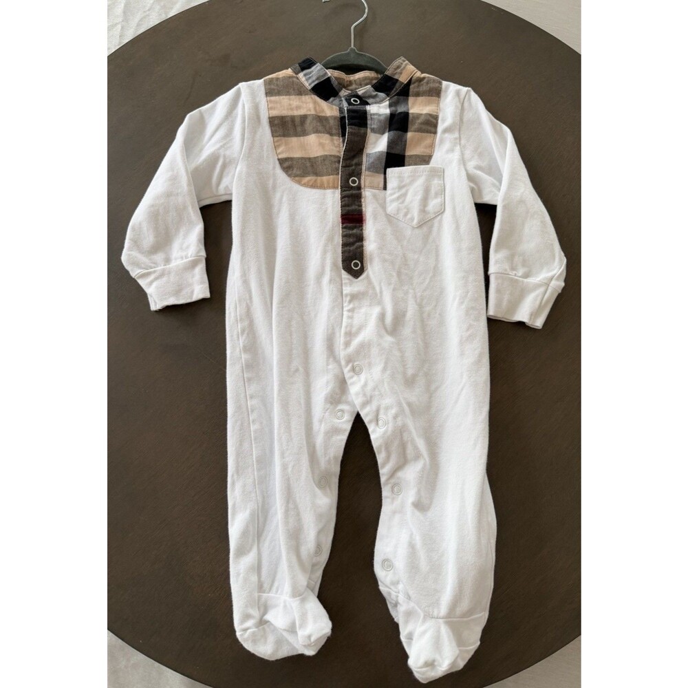Baby boy girl bodysuit designer style footed bodysuit cotton soft 6-9M white